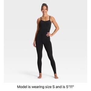 All In Motion Women’s Active Bodysuit Black Small Everyday Soft Stretch Jumpsuit